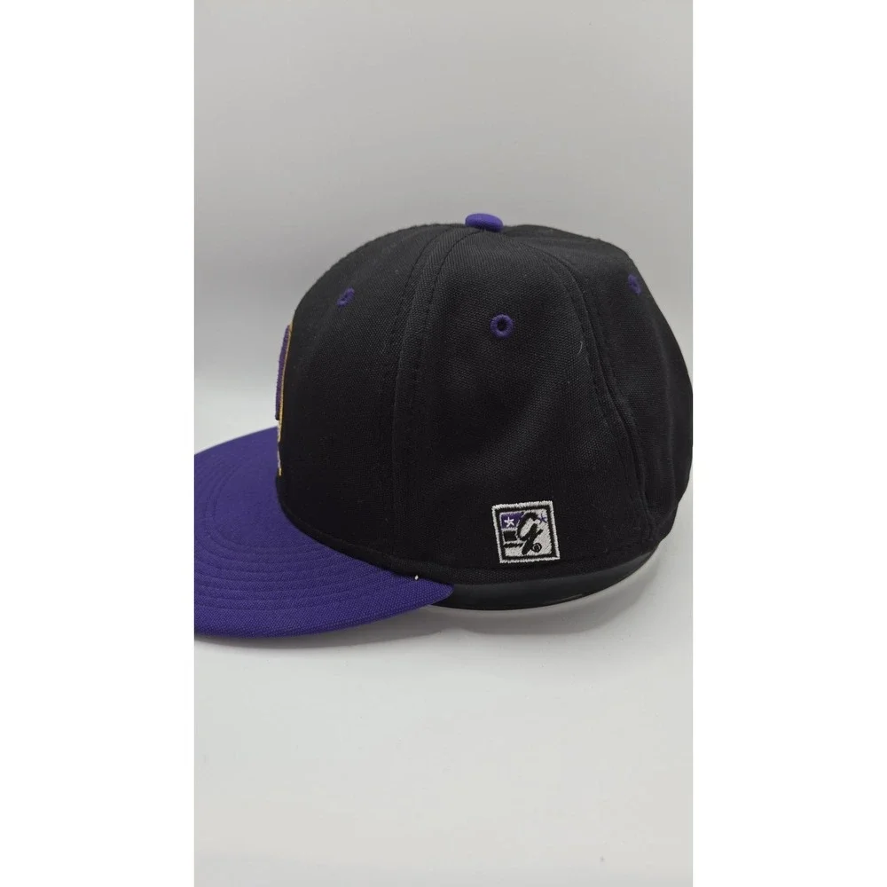 ECU Pirates Fitted Hat Size 7 The Game Pro GameTek Black Purple Flat Bill Cap